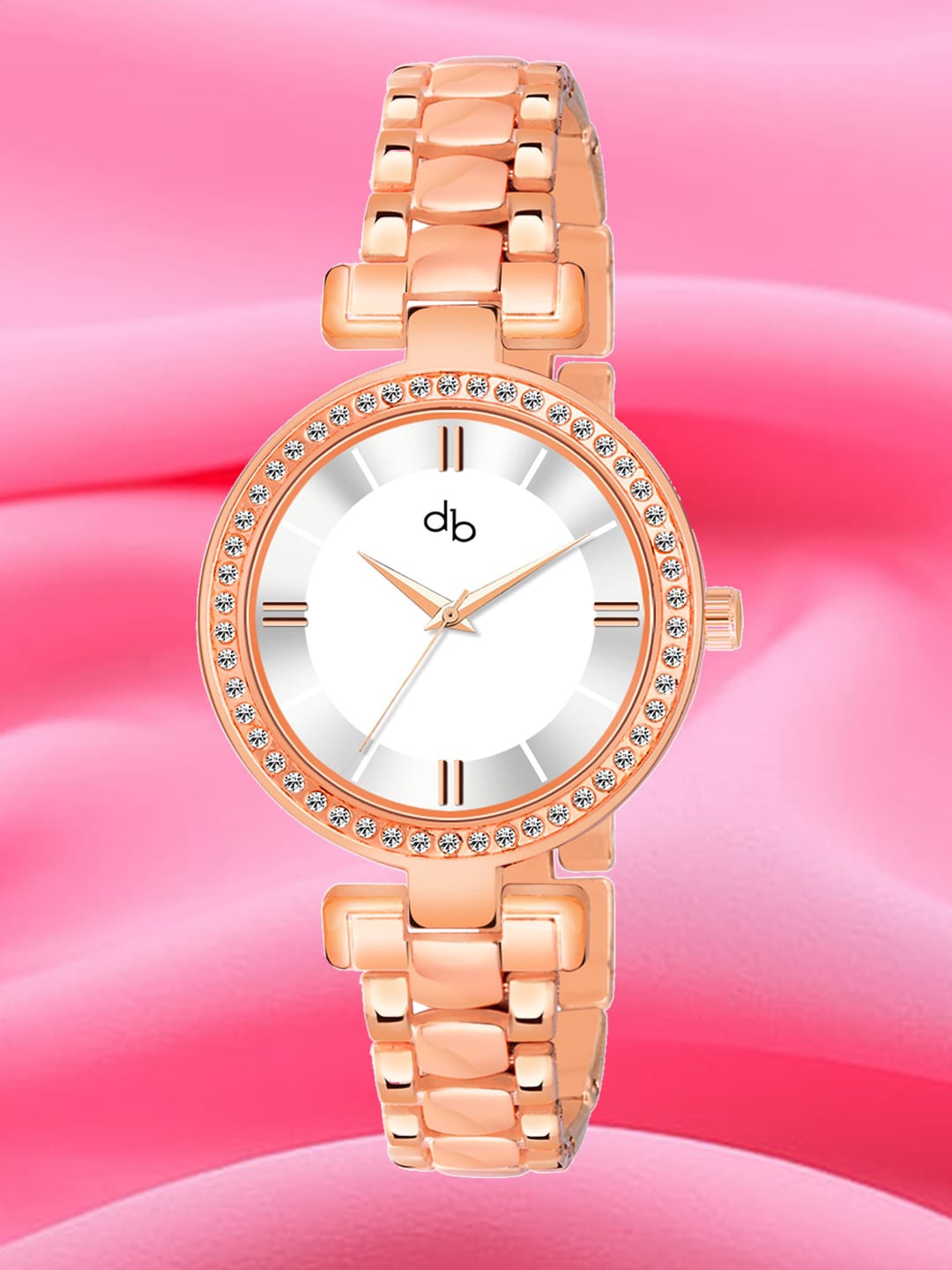

DressBerry Women White & Rose Gold Toned Water Resistance Analogue Watch HOBDB-178-RG, Silver
