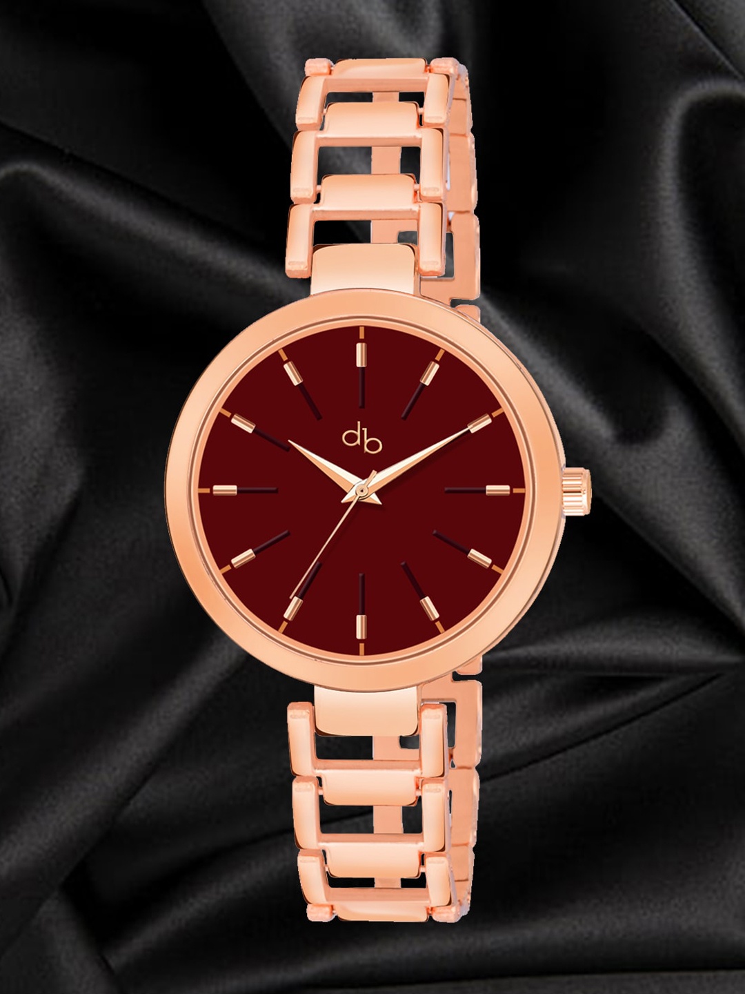 

DressBerry Women Rose Gold Toned Water Resistance Analogue Watch HOBDB-180-RG, Maroon