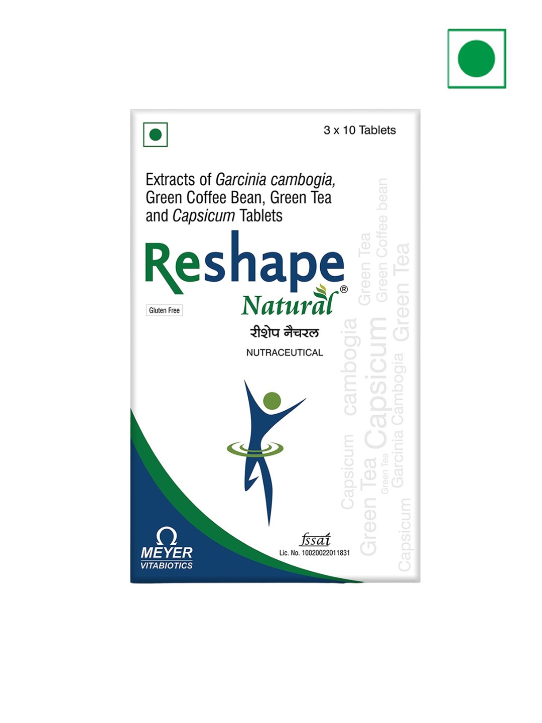 

Reshape Natural Extract of Green Coffee Bean & Green Tea Tablets - 30 Tablets, White