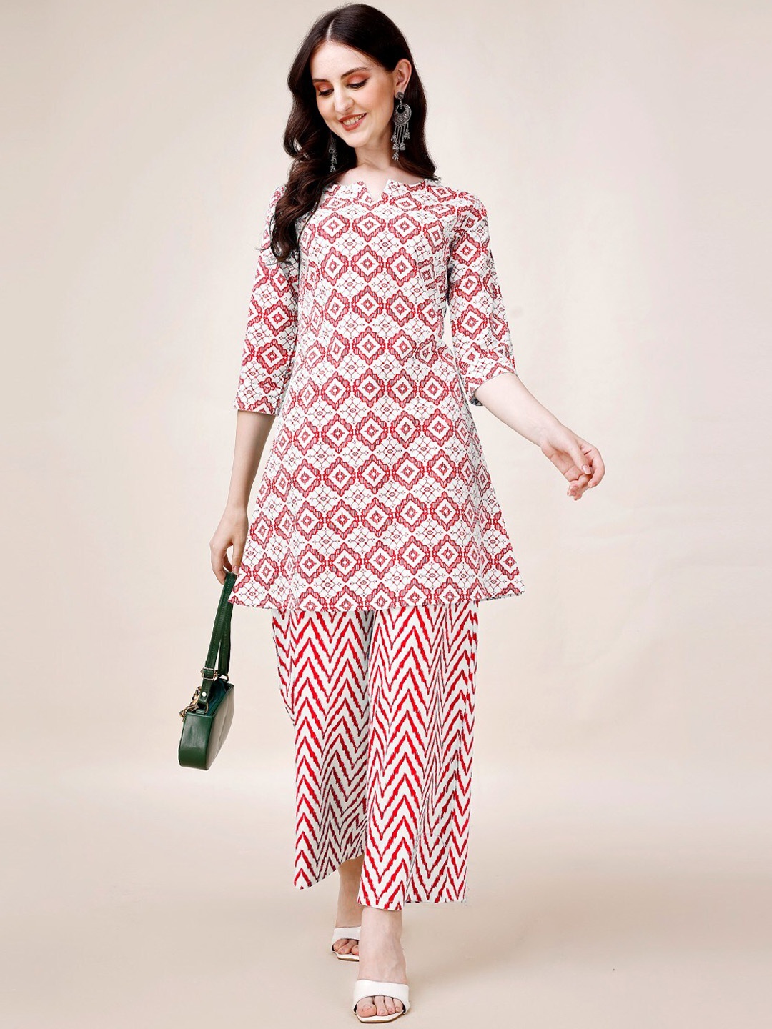 

Anouk Ethnic Motifs Printed Pure Cotton Kurta With Palazzo, Red