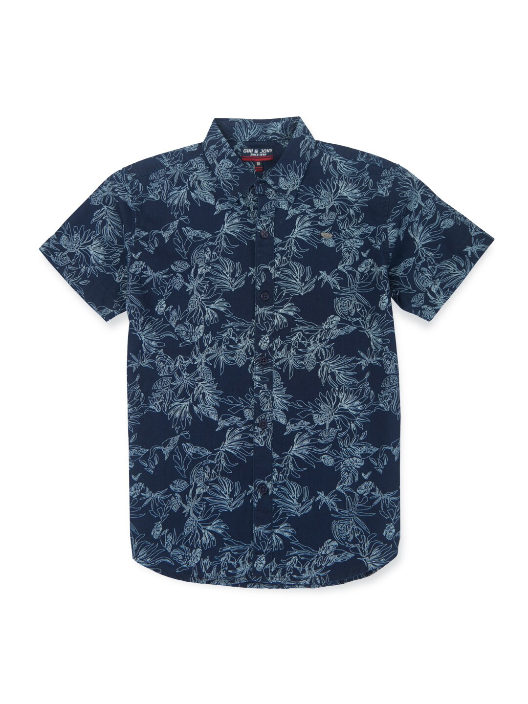

Gini and Jony Boys Floral Printed Cotton Casual Shirt, Navy blue