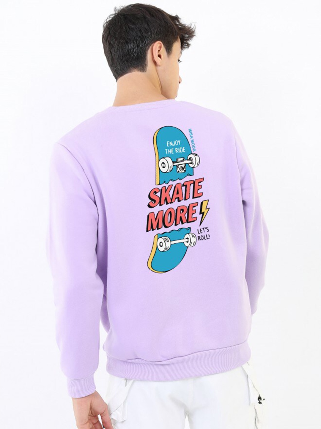 

Imsa Moda Typography Printed Long Sleeves Hooded Sweatshirt, Lavender