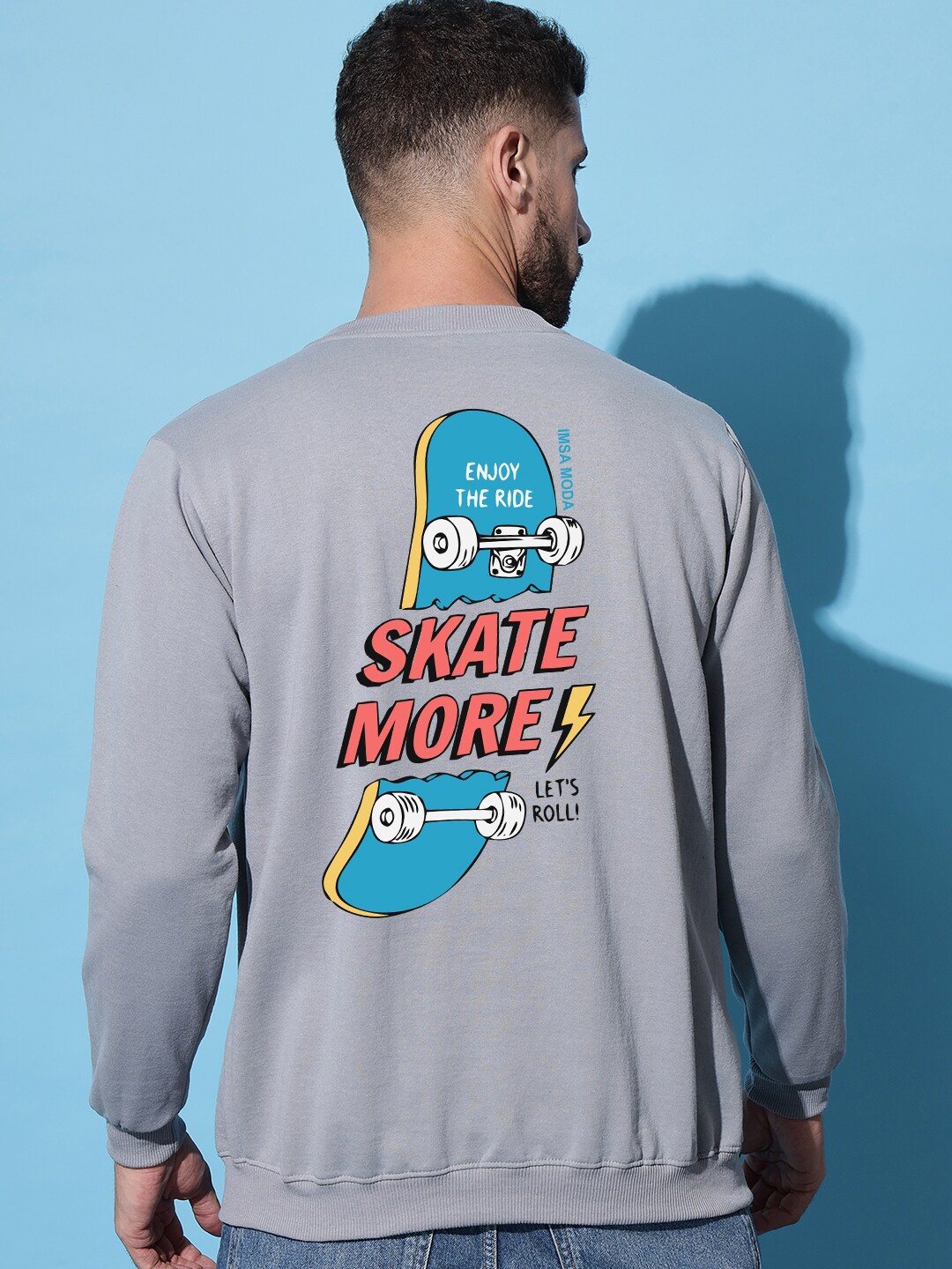 

Imsa Moda Typography Printed Fleece Pullover, Grey