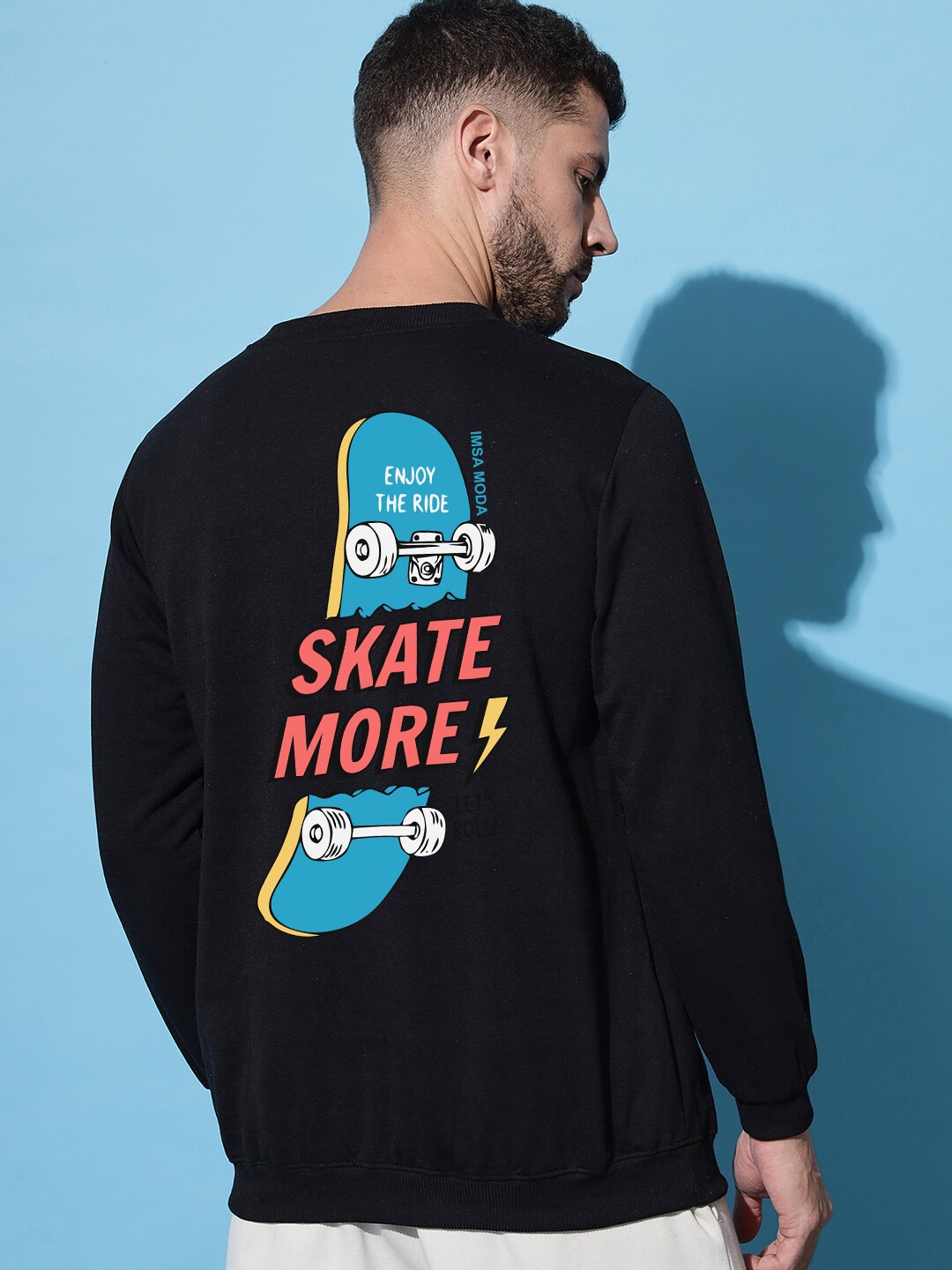 

Imsa Moda Typography Printed Fleece Pullover, Black