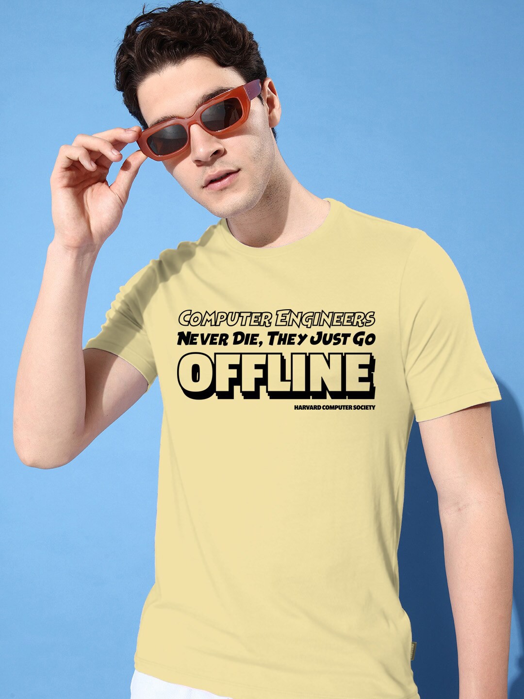 

Harvard Typography Printed Pure Cotton T-shirt, Yellow