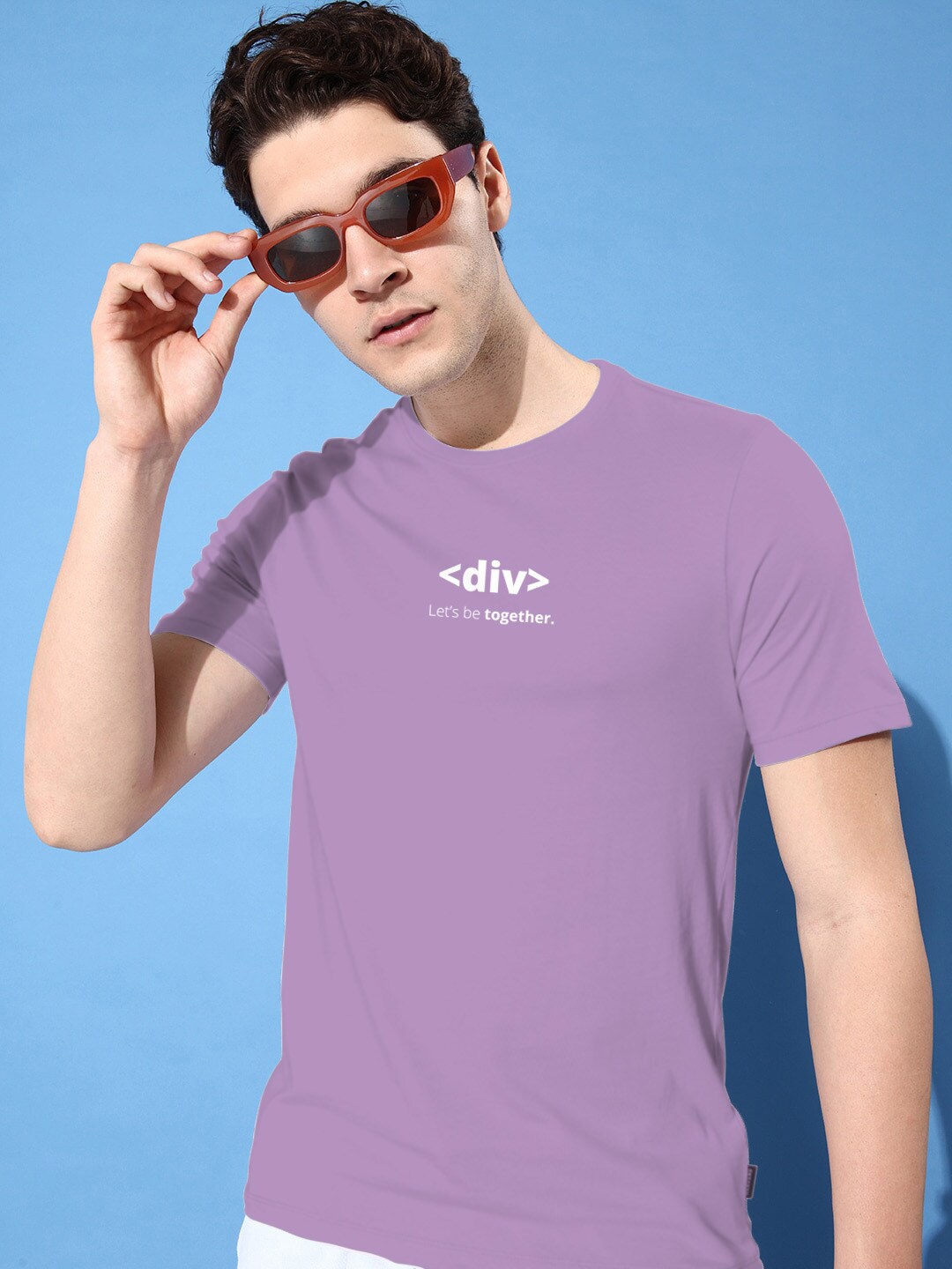 

Harvard Men Lavender Typography V-Neck T-shirt