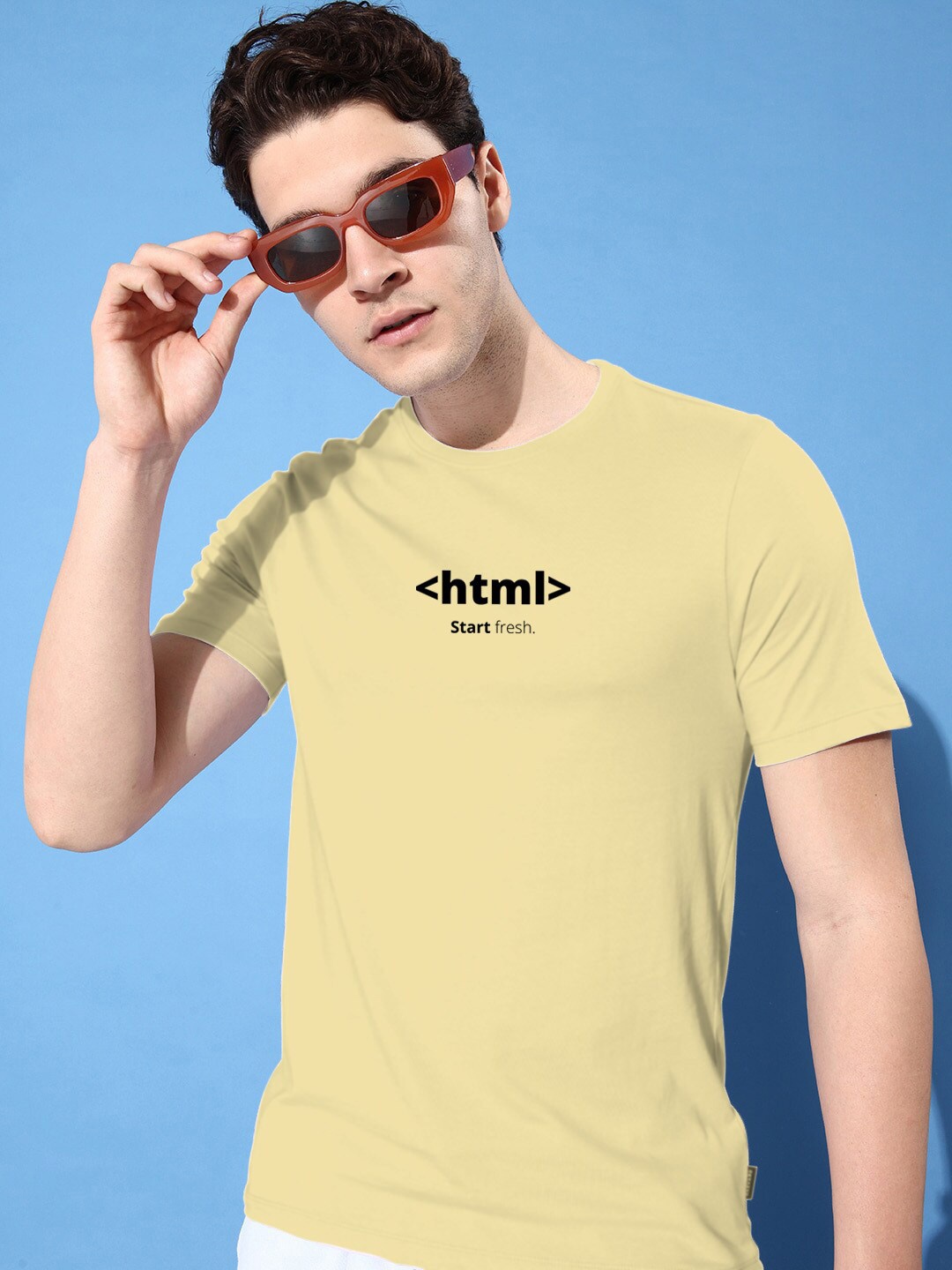 

Harvard Typography Printed Pure Cotton T-shirt, Yellow