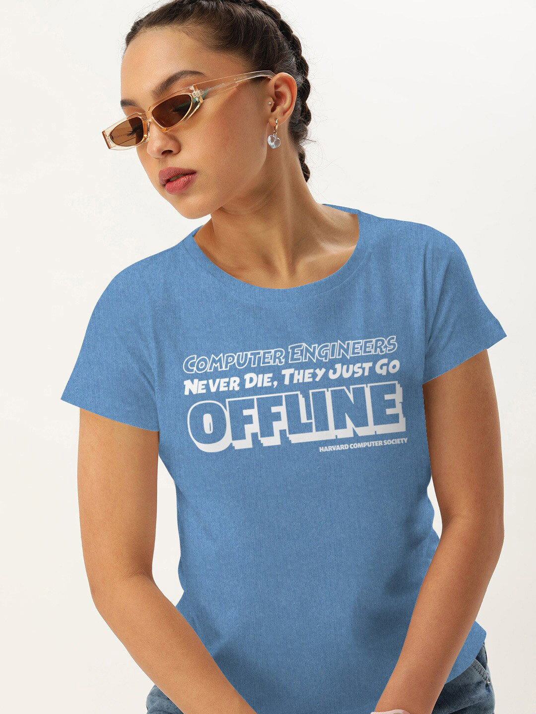

Harvard Women Blue Typography Printed T-shirt