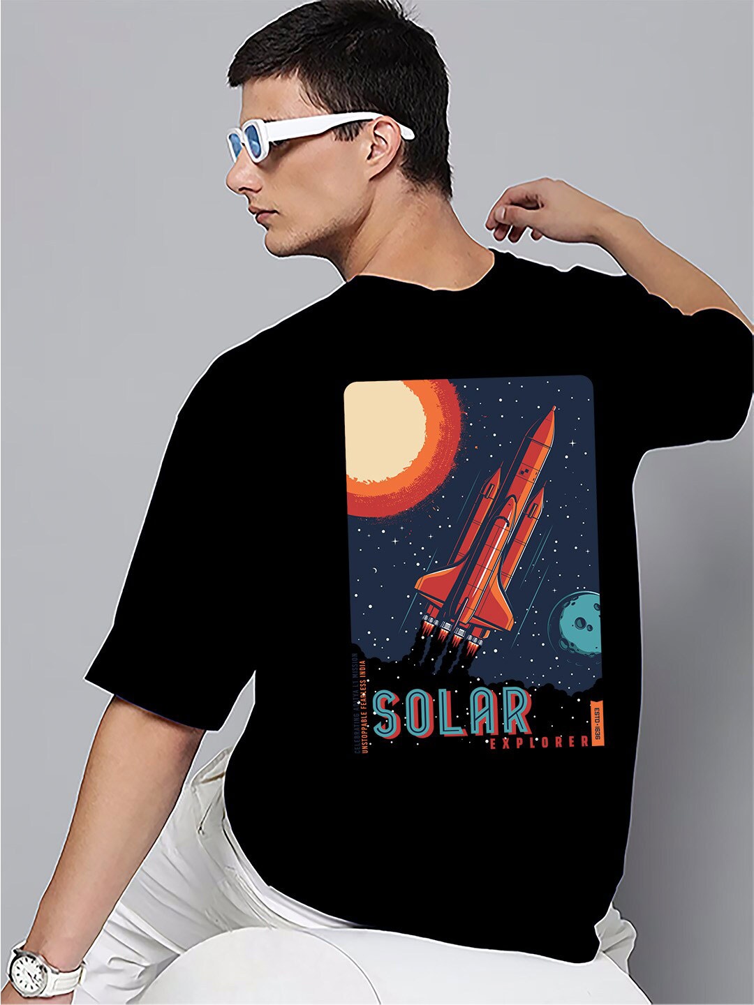 

Harvard Black Graphic Printed Pure Cotton Oversized T-shirt
