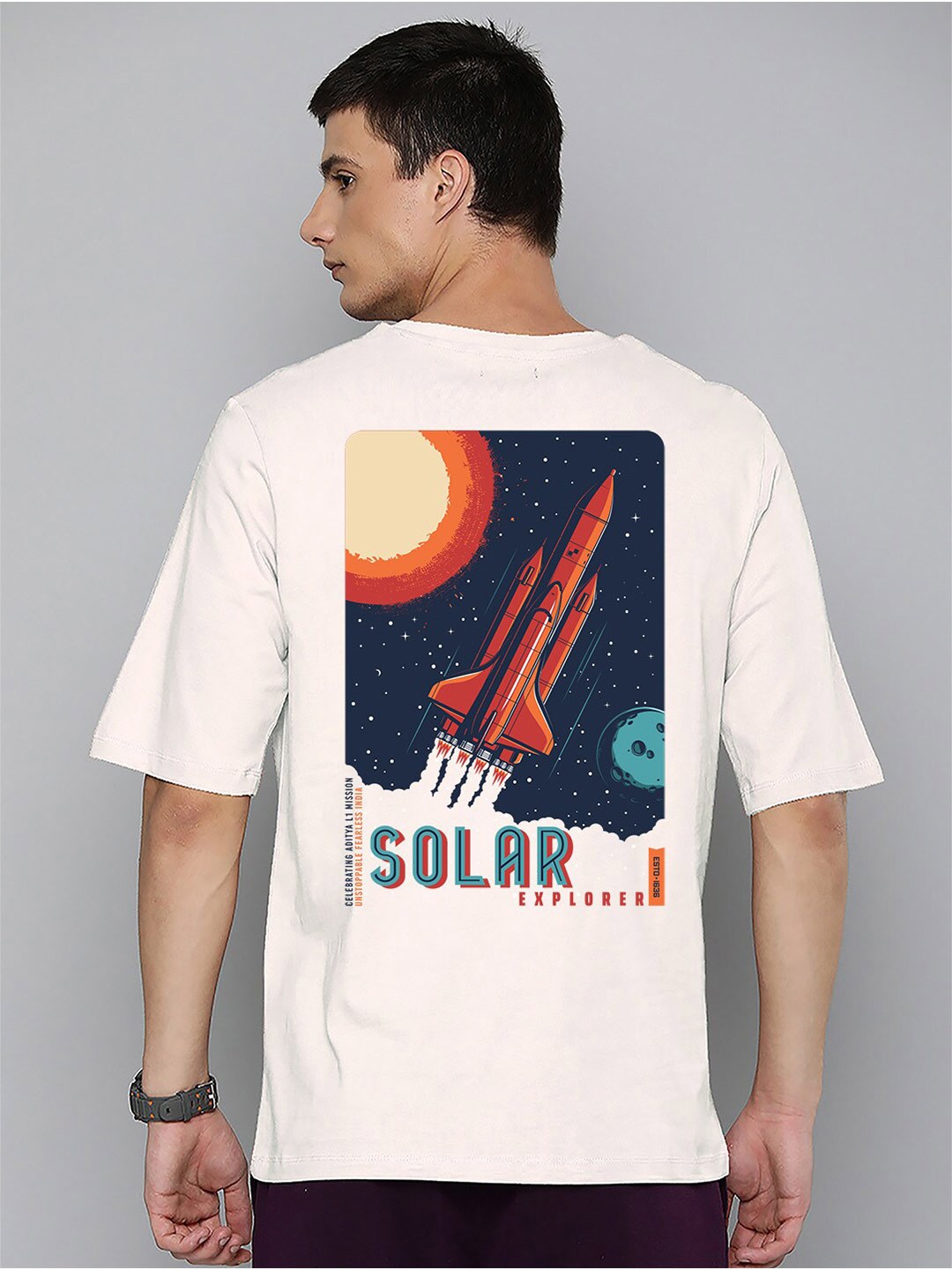 

Harvard Off White Graphic Printed Pure Cotton Oversized T-shirt