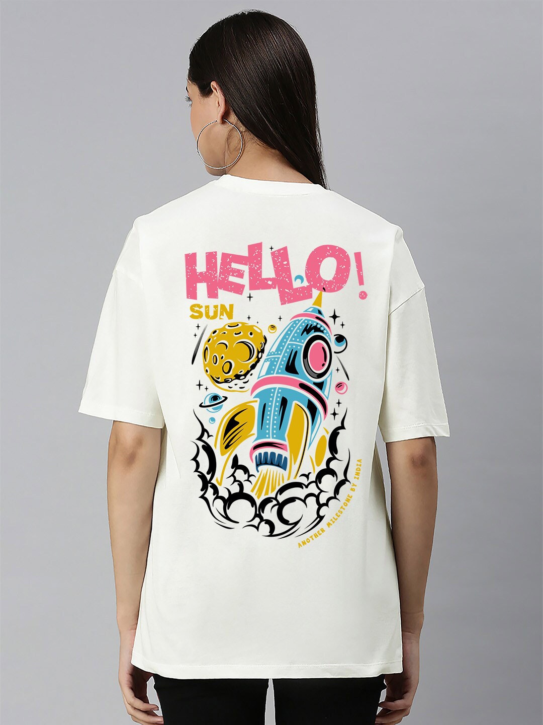 

Harvard Graphic Printed Drop-Shoulder Sleeves Cotton Oversized T-shirt, Off white