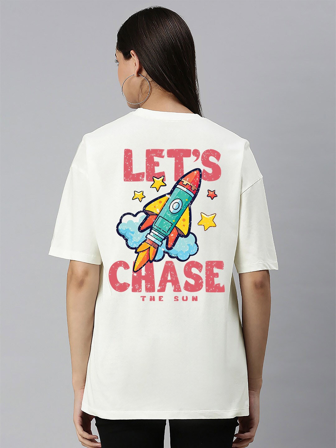 

Harvard Off White Graphic Printed Oversized Pure Cotton T-shirt