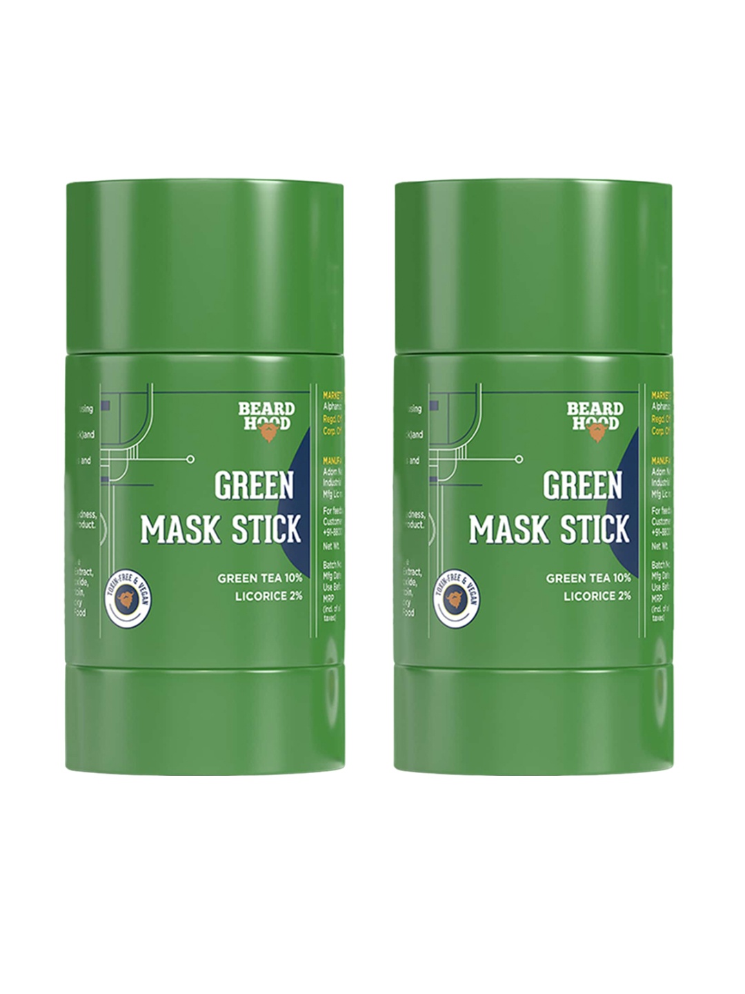 

Beardhood Set Of 2 Green Cleansing Mask Stick With Green Tea+Licorice - 40g Each