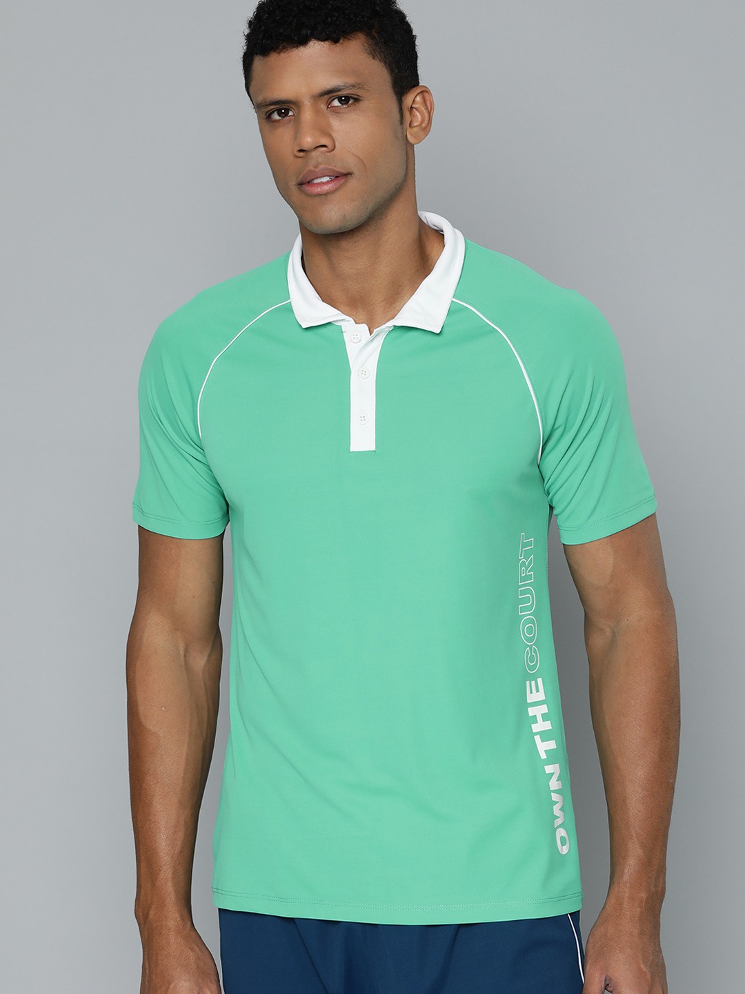 

HRX by Hrithik Roshan Men Typography Printed Polo Collar T-shirt, Sea green