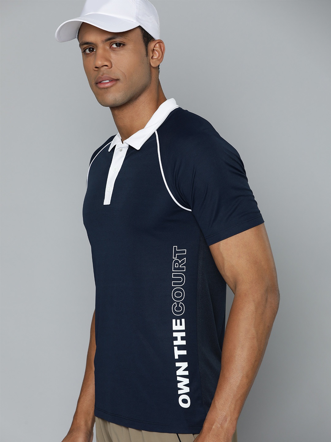 

HRX by Hrithik Roshan Men Typography Printed Polo Collar T-shirt, Navy blue