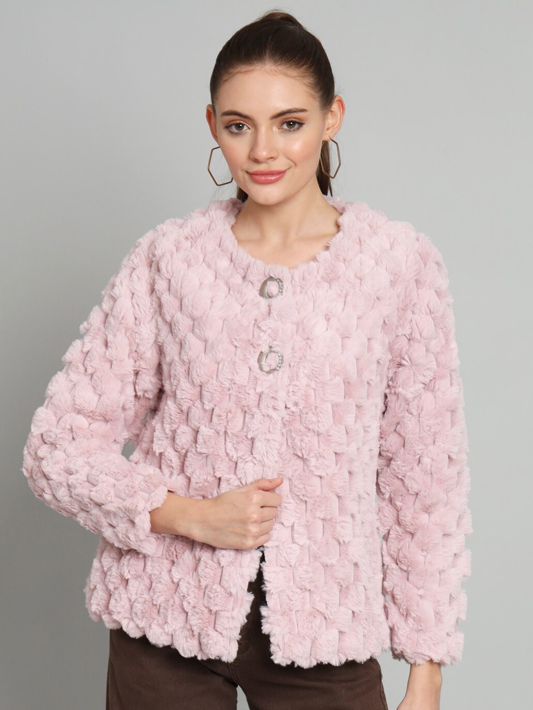 

BROOWL Self Design Woollen Shrug, Lavender