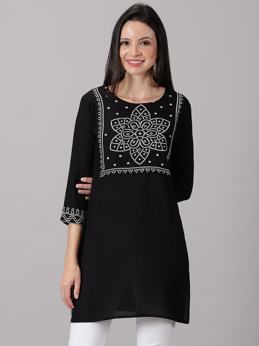 

PURSHOTTAM WALA Bandhani Printed Kurta, Black