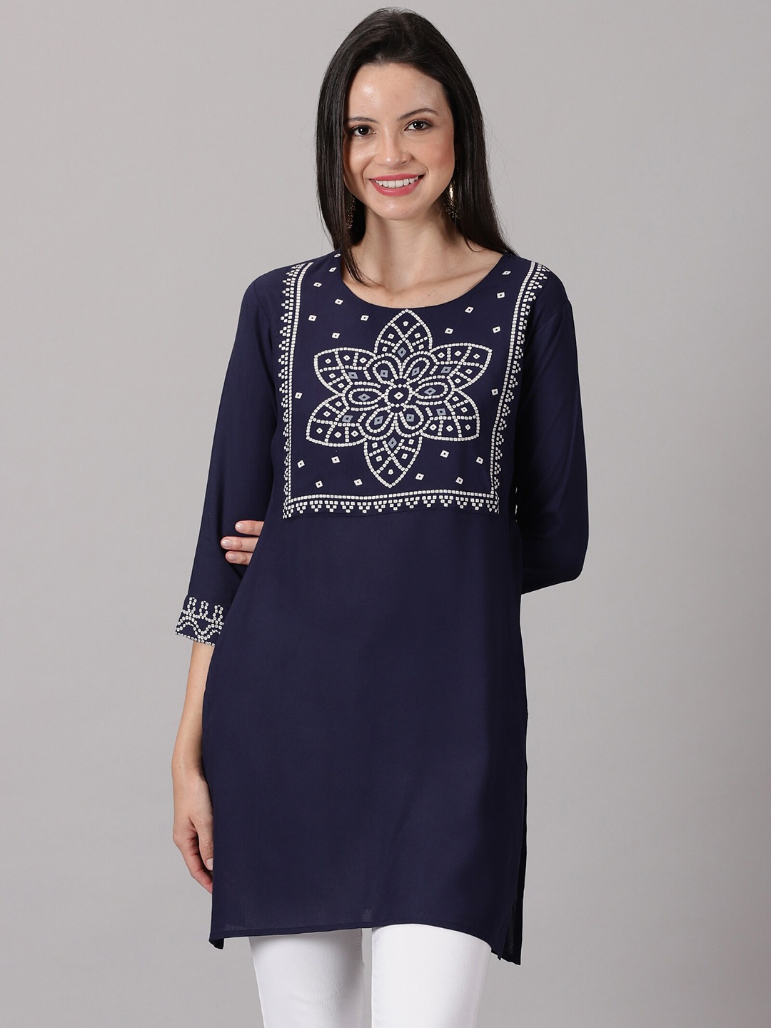 

PURSHOTTAM WALA Bandhani Printed Kurta, Navy blue