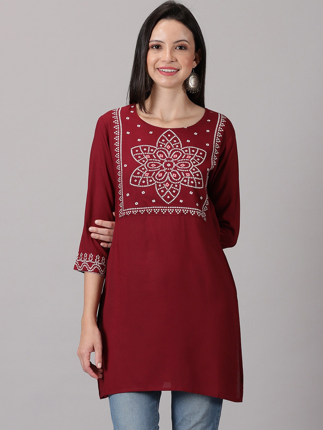 

PURSHOTTAM WALA Bandhani Printed Kurta, Maroon