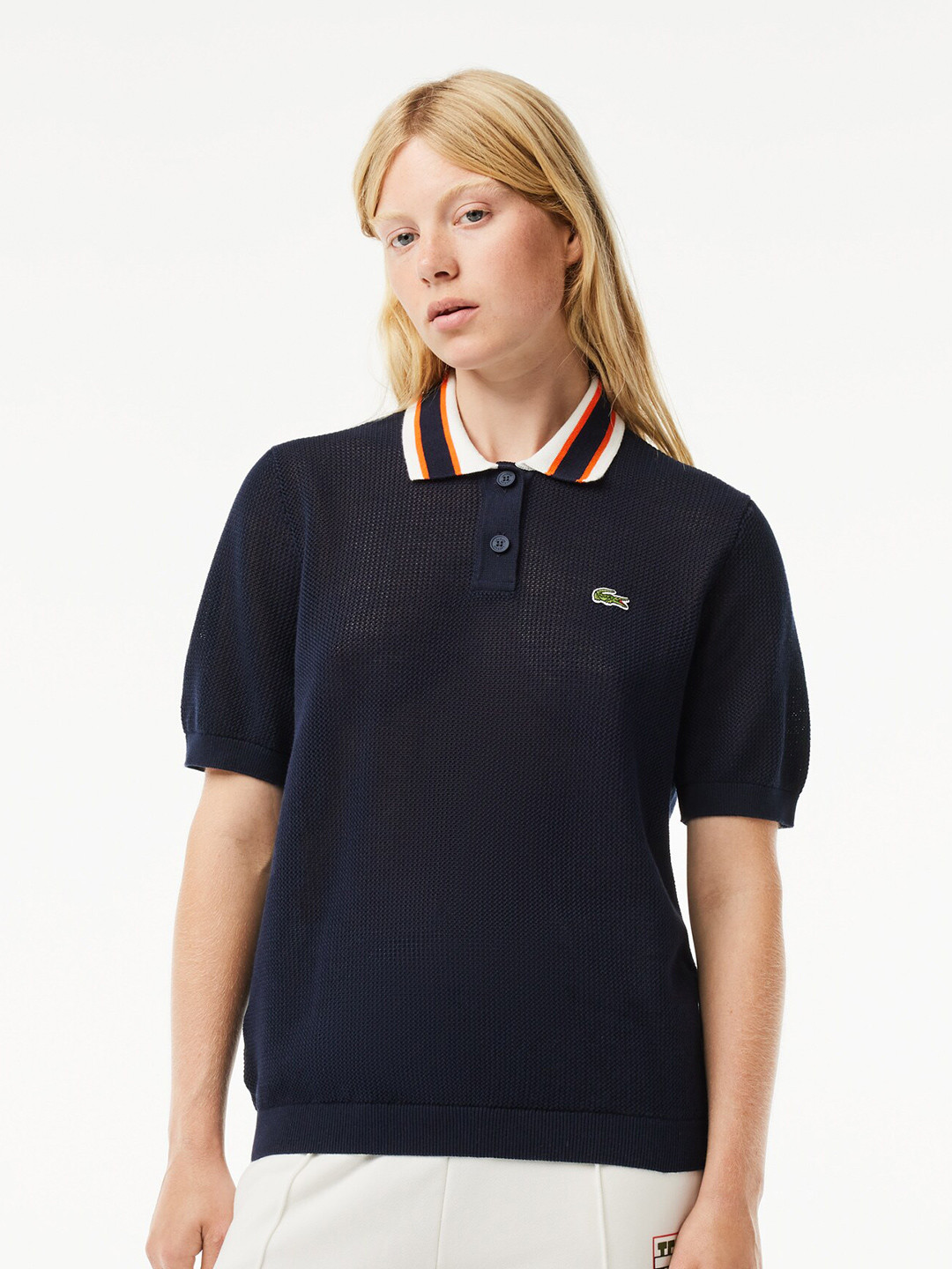 

Lacoste Polo Collar Pure Cotton Pullover, Navy blue