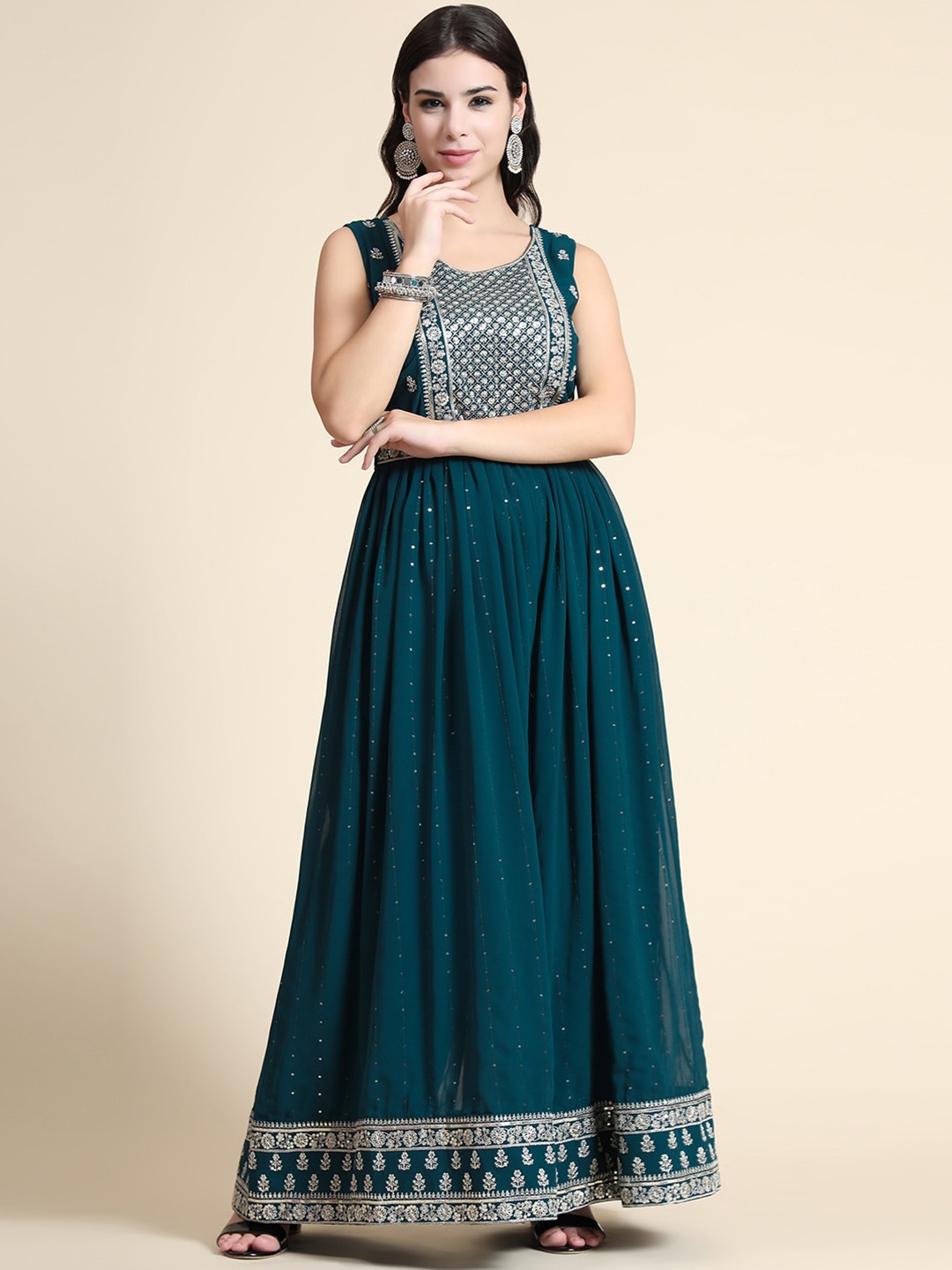 

BLACK SCISSOR Self Design Gathers Basic Jumpsuit, Teal