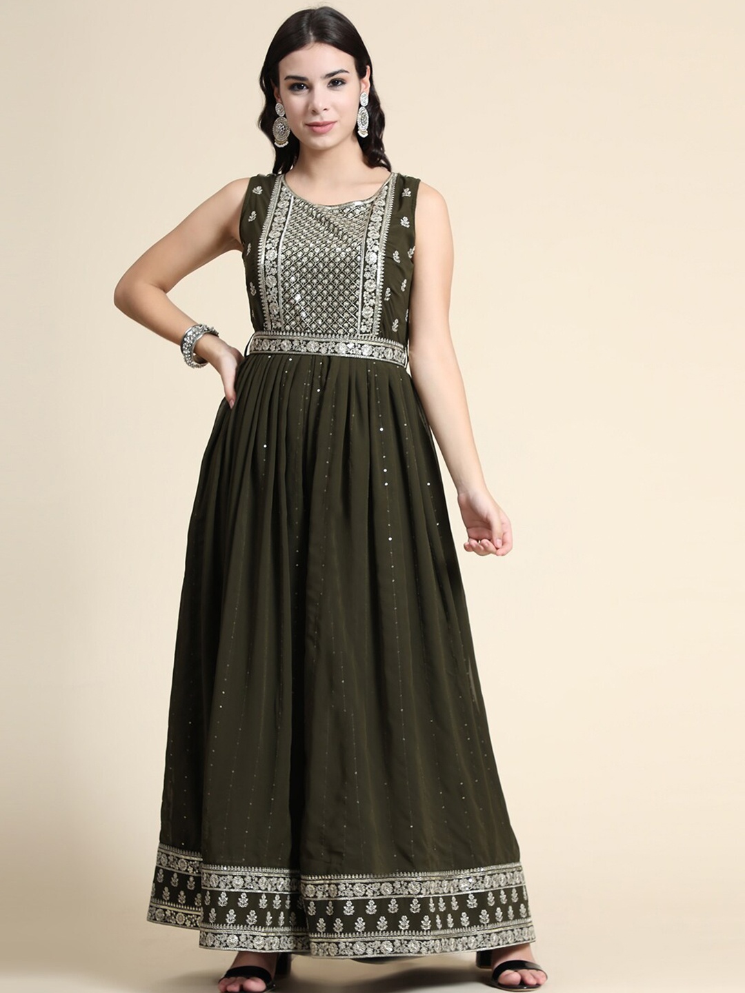 

BLACK SCISSOR Embellished Detailed Jumpsuit With Belt, Olive