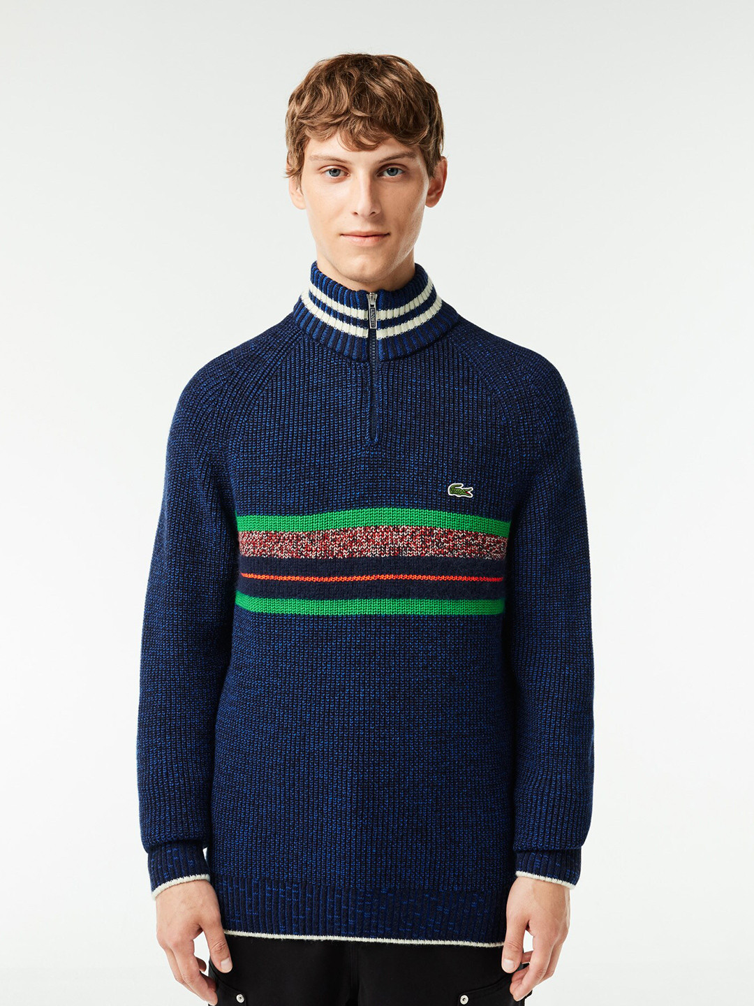 

Lacoste Ribbed Mock Neck Pullover Sweater, Blue