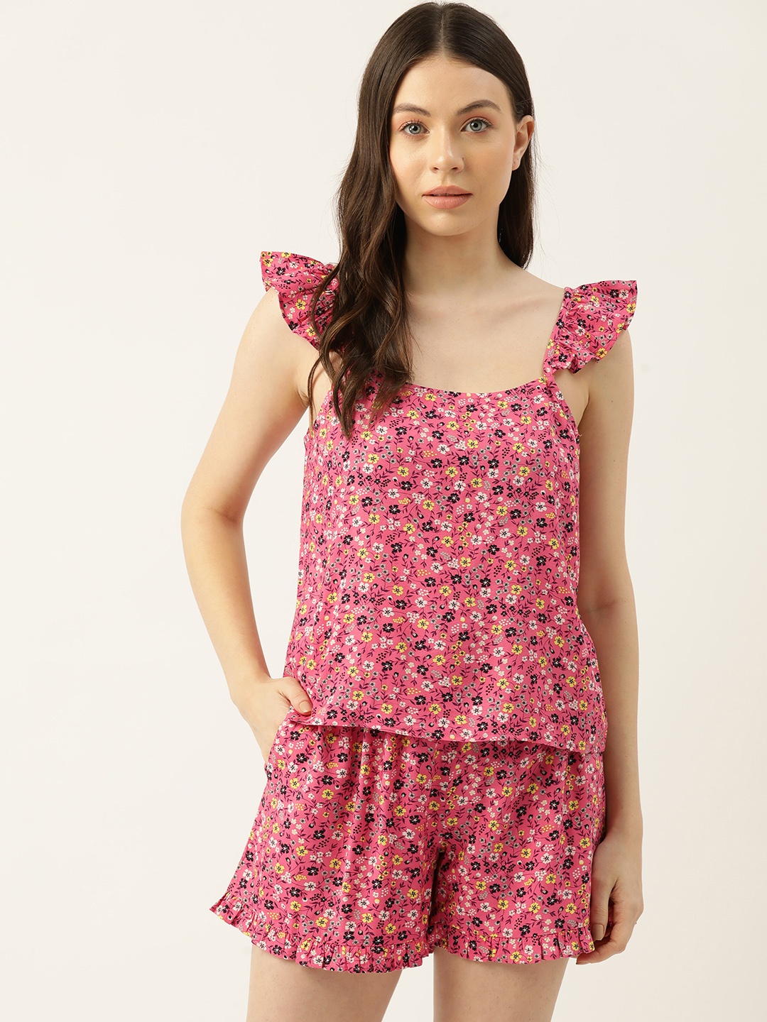 

ETC Floral Printed Night Suit, Pink