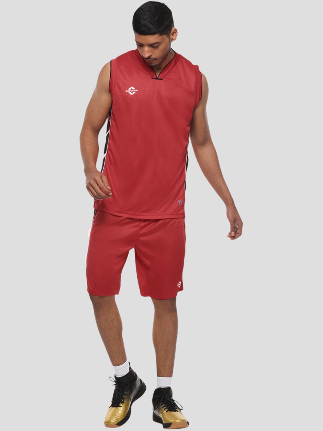 

NIVIA Panther Sleeveless Basketball Jersey Set, Red