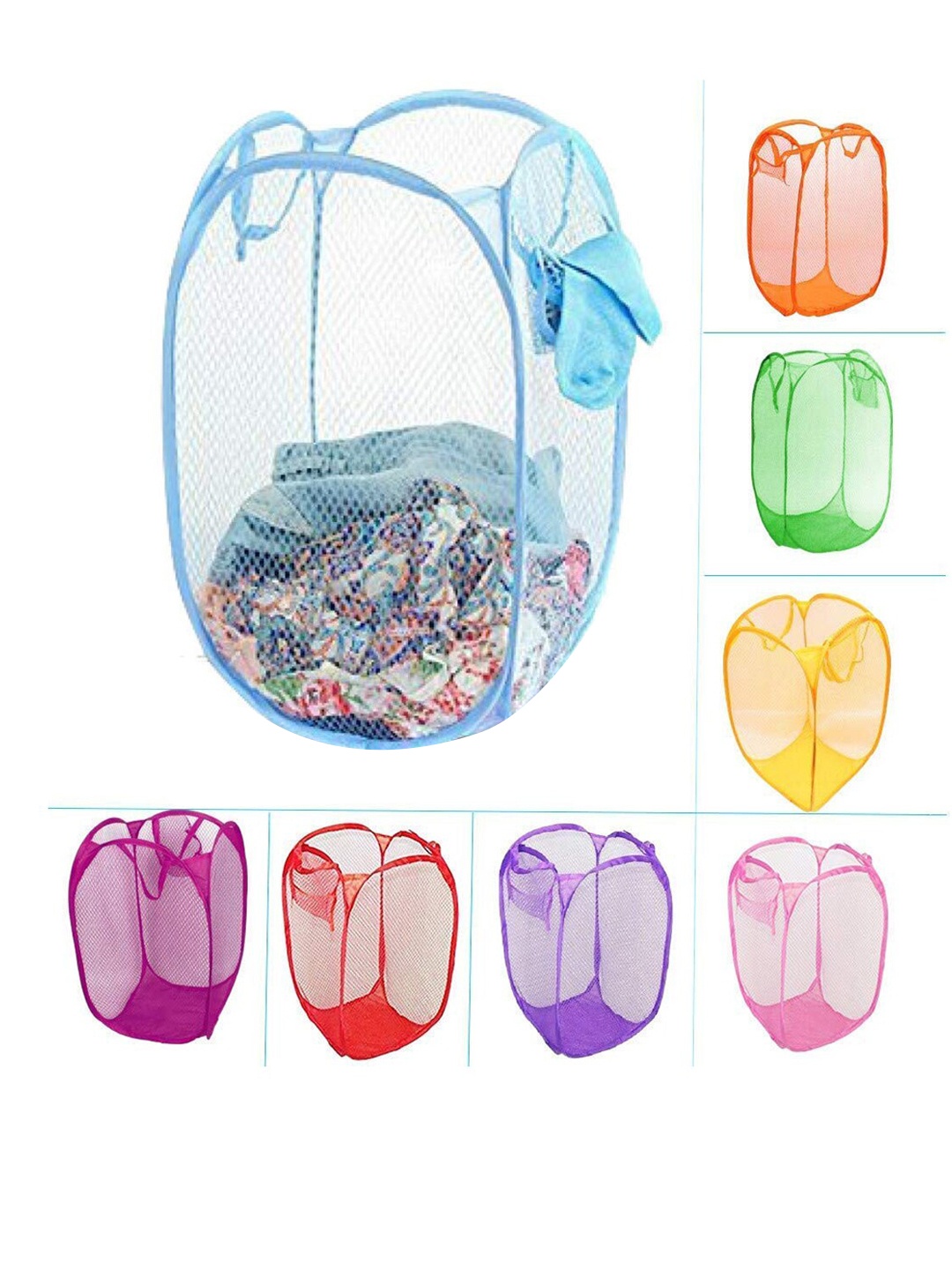 

Kuber Industries 2-Pcs Red & Blue Foldable Laundry Bags