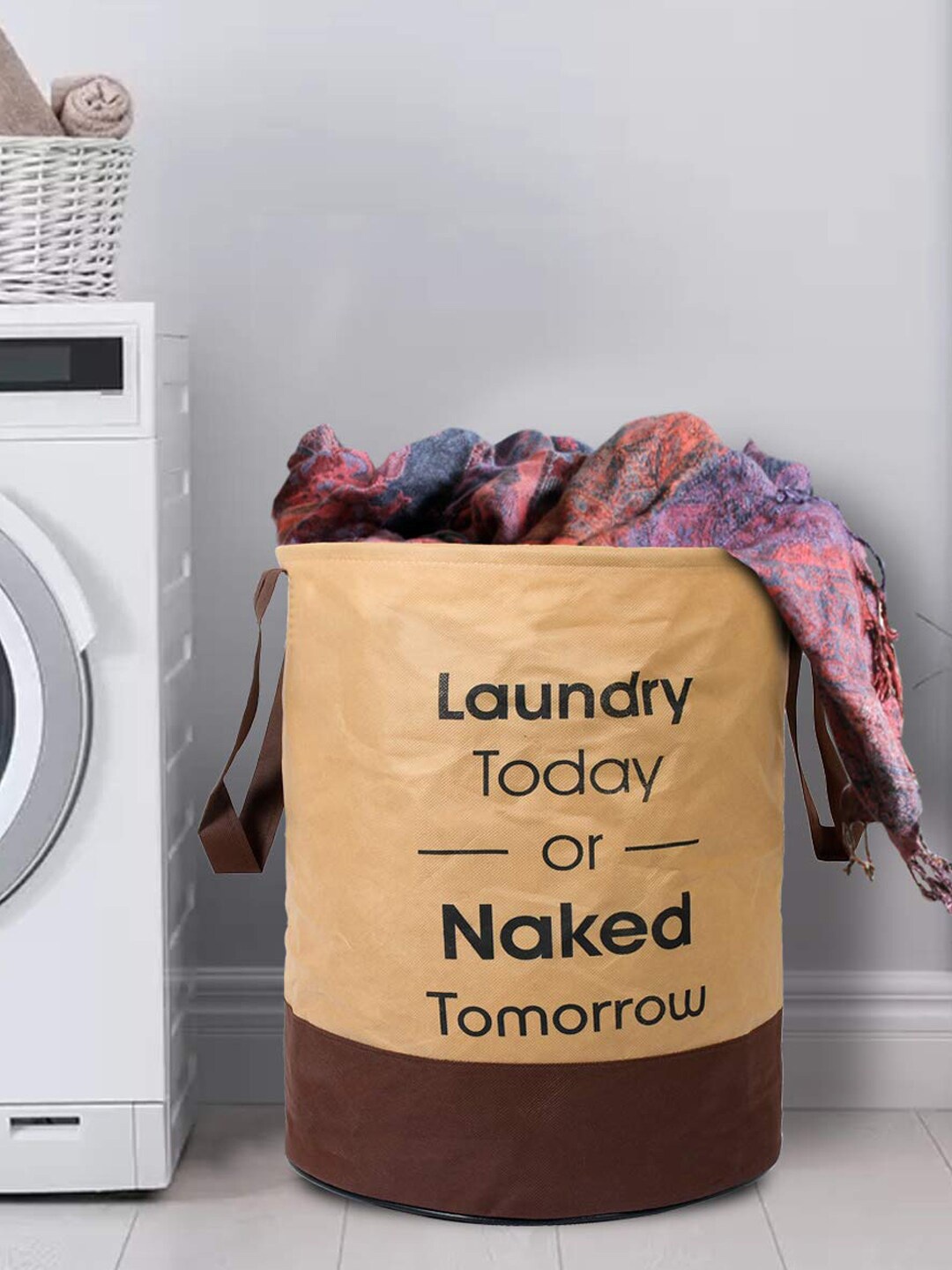 

Kuber Industries Brown Printed Foldable Laundry Bag - 45 L