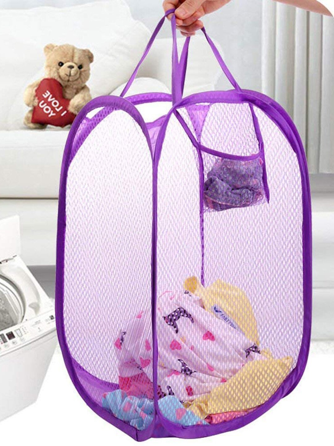 

Kuber Industries Red & Blue 3 Pieces Foldable Laundry Bags