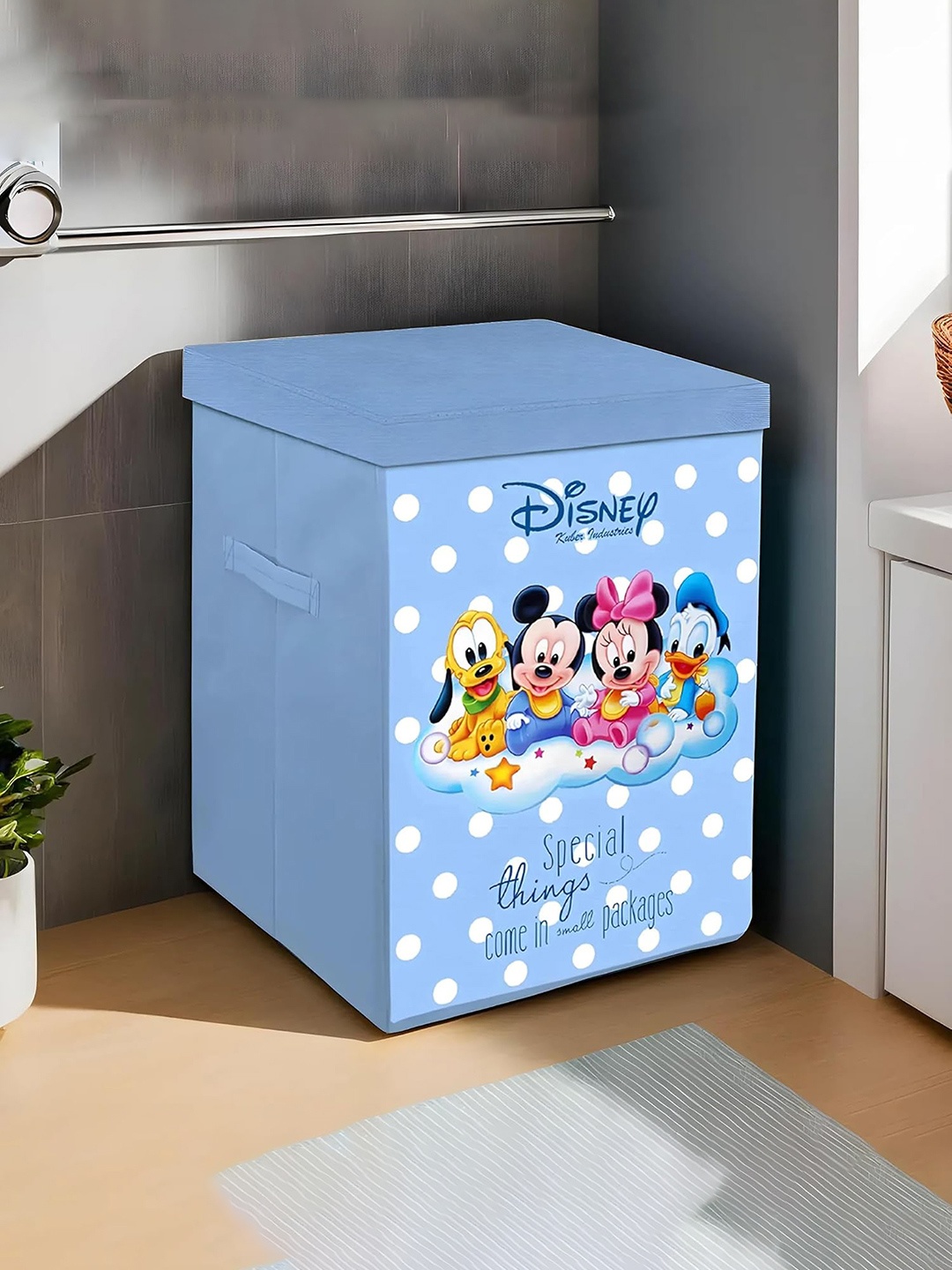 

Kuber Industries Blue Printed Foldable Laundry Bag