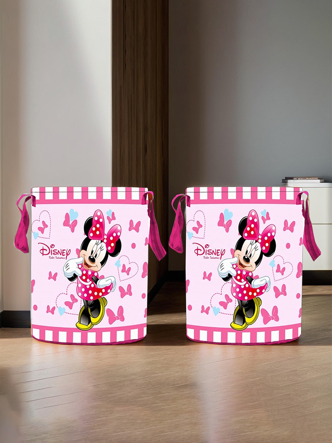 

Kuber Industries Pink Printed Foldable Laundry Bag