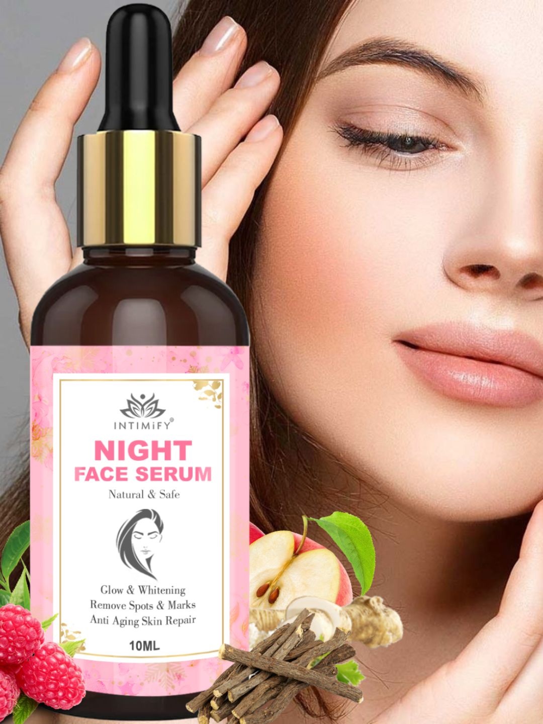 

INTIMIFY Night Face Serum for Glow, Spots & Anti-Aging Skin Repair - 10ml, White