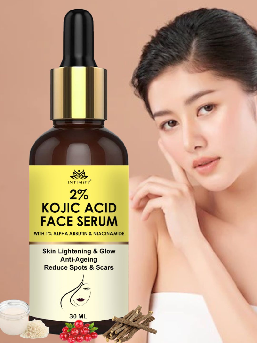 

INTIMIFY 2% Kojic Acid Serum With 1% Alpha Arbutin & Niacinamide - 30ml, Yellow