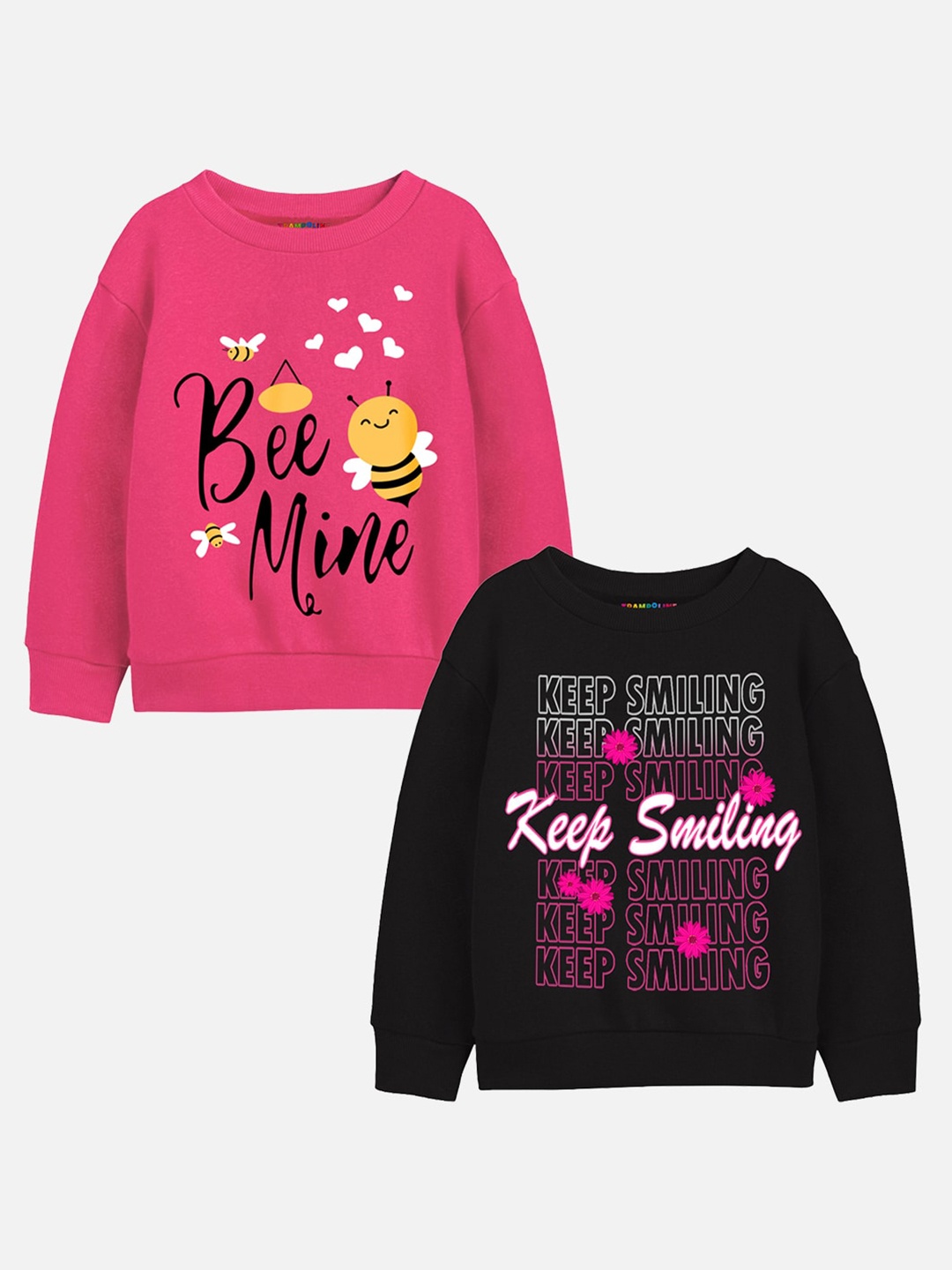 

Trampoline Girls Pack Of 2 Printed Cotton Sweatshirt, Pink