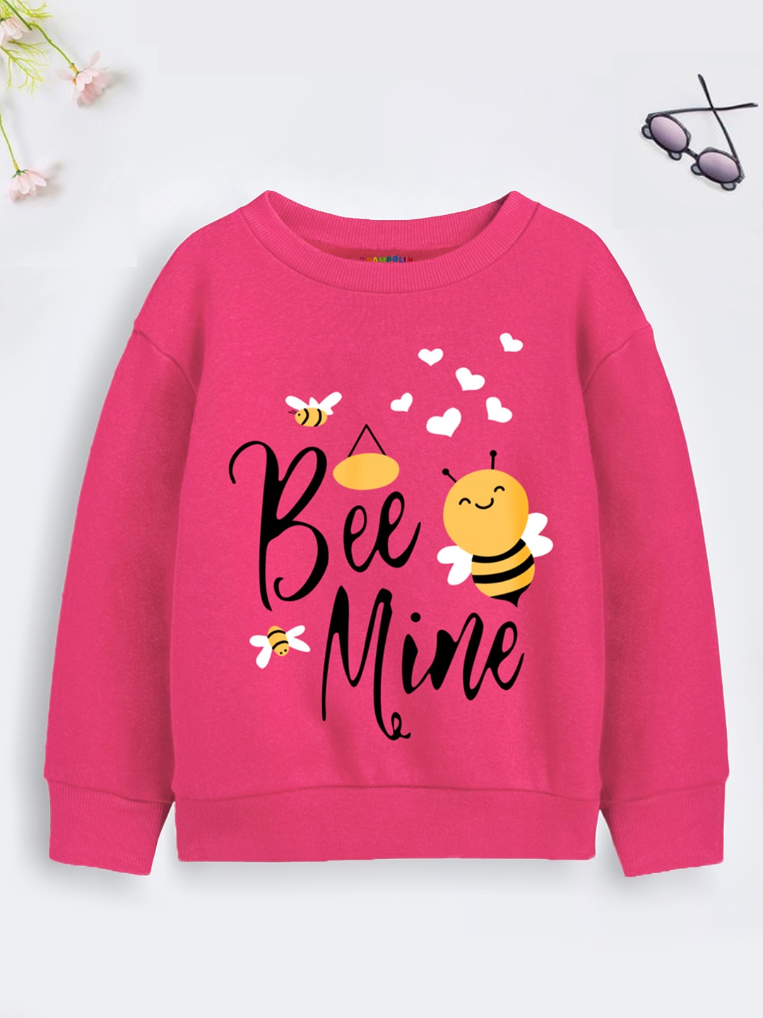 

Trampoline Girls Graphic Printed Cotton Pullover, Pink