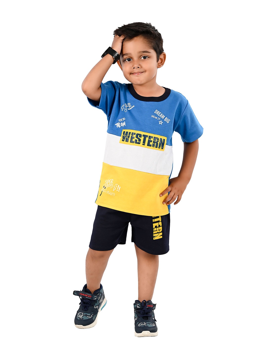 

BAESD Boys Printed T-shirt With Shorts, Blue