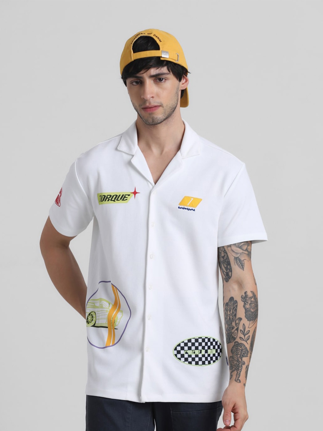 

Jack & Jones Graphic Printed Opaque Regular Fit Casual Shirt, White