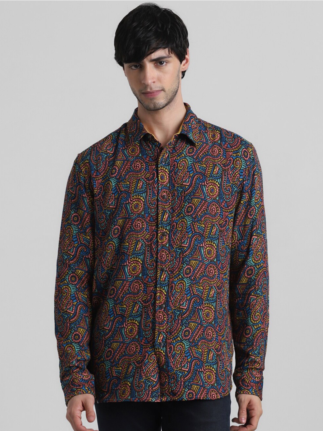 

Jack & Jones Abstract Printed Slim Fit Opaque Cotton Casual Shirt, Rust