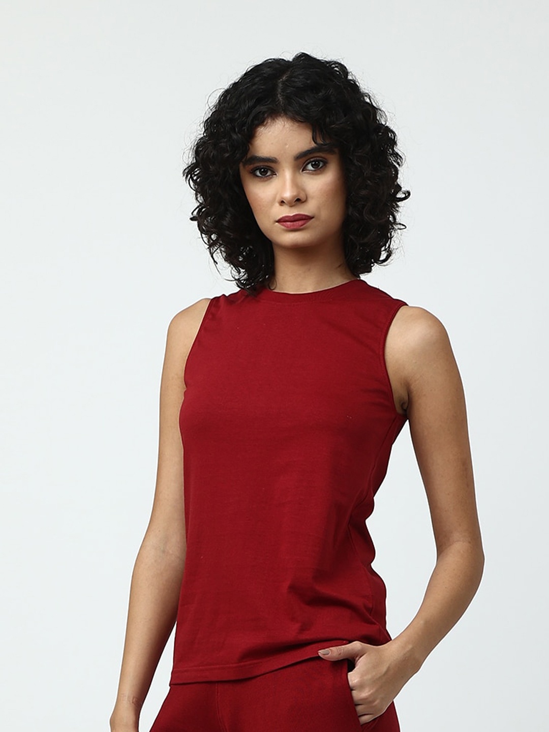 

Saltpetre Sleeveless Organic Cotton T Shirt, Maroon