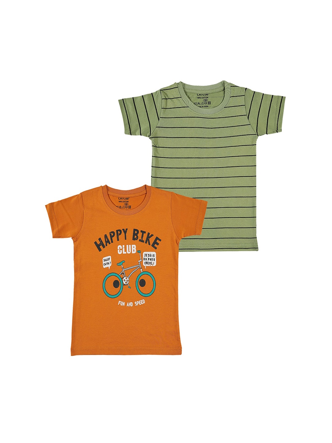 

CATCUB Boys Pack Of 2 Printed Cotton T-shirt, Mustard