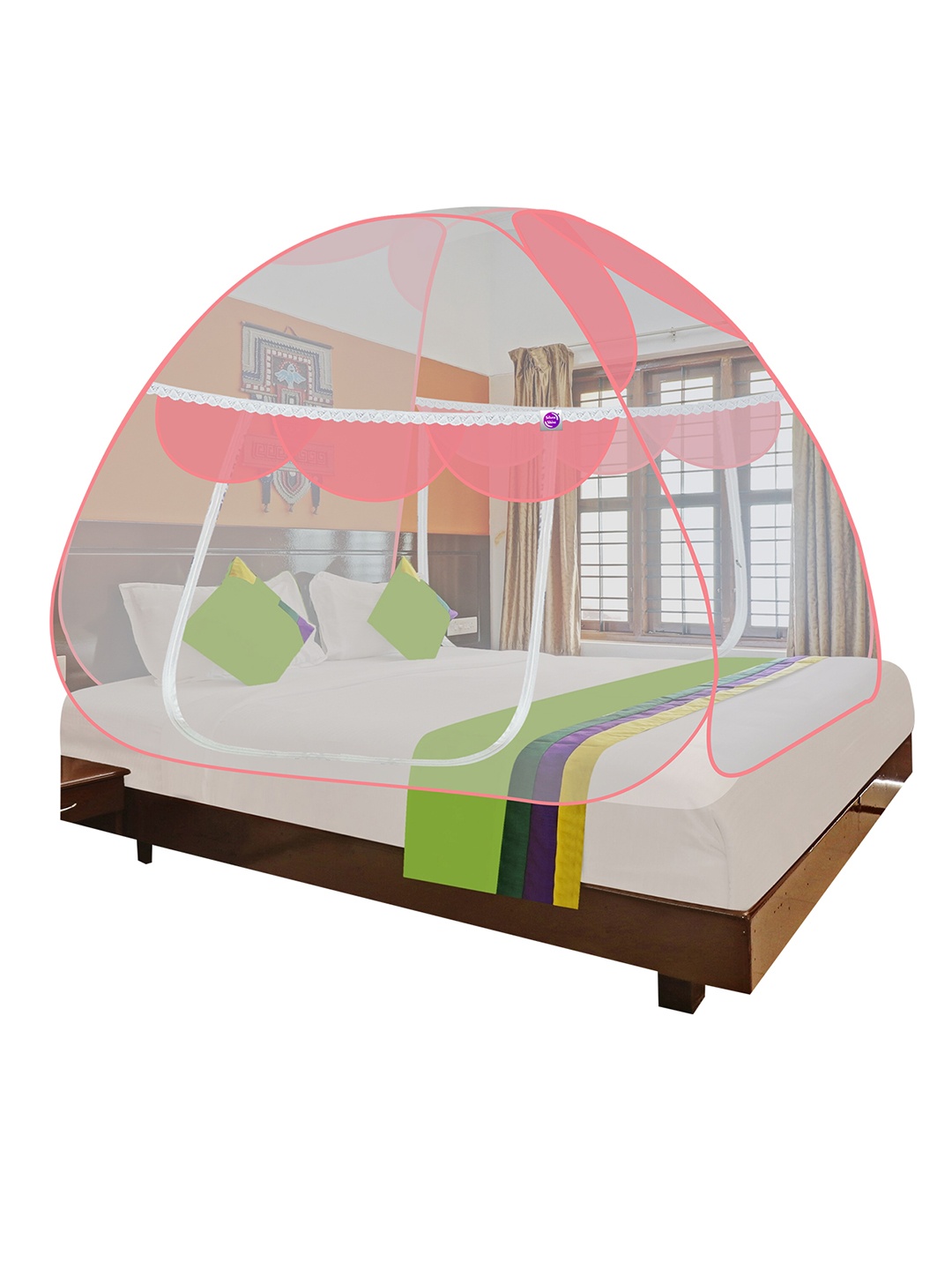 

Silver Shine Pink Double Bed Foldable Mosquito Net