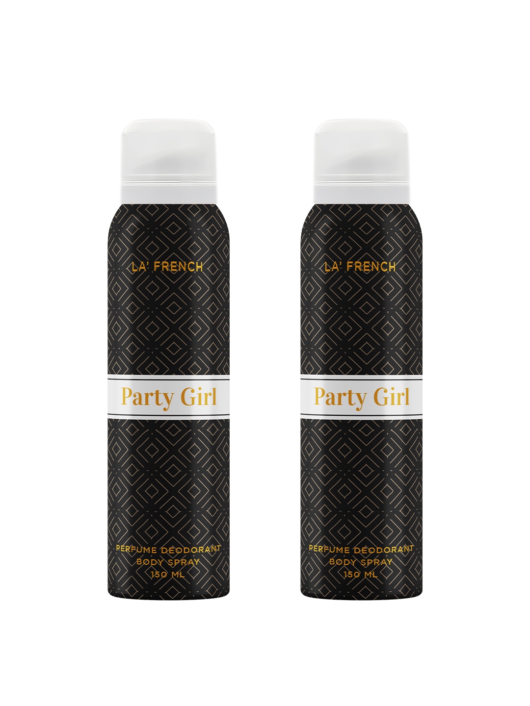 

La French Women Set Of 2 Party Girl Perfumed Deodorant Body Spray - 150ml Each, Black