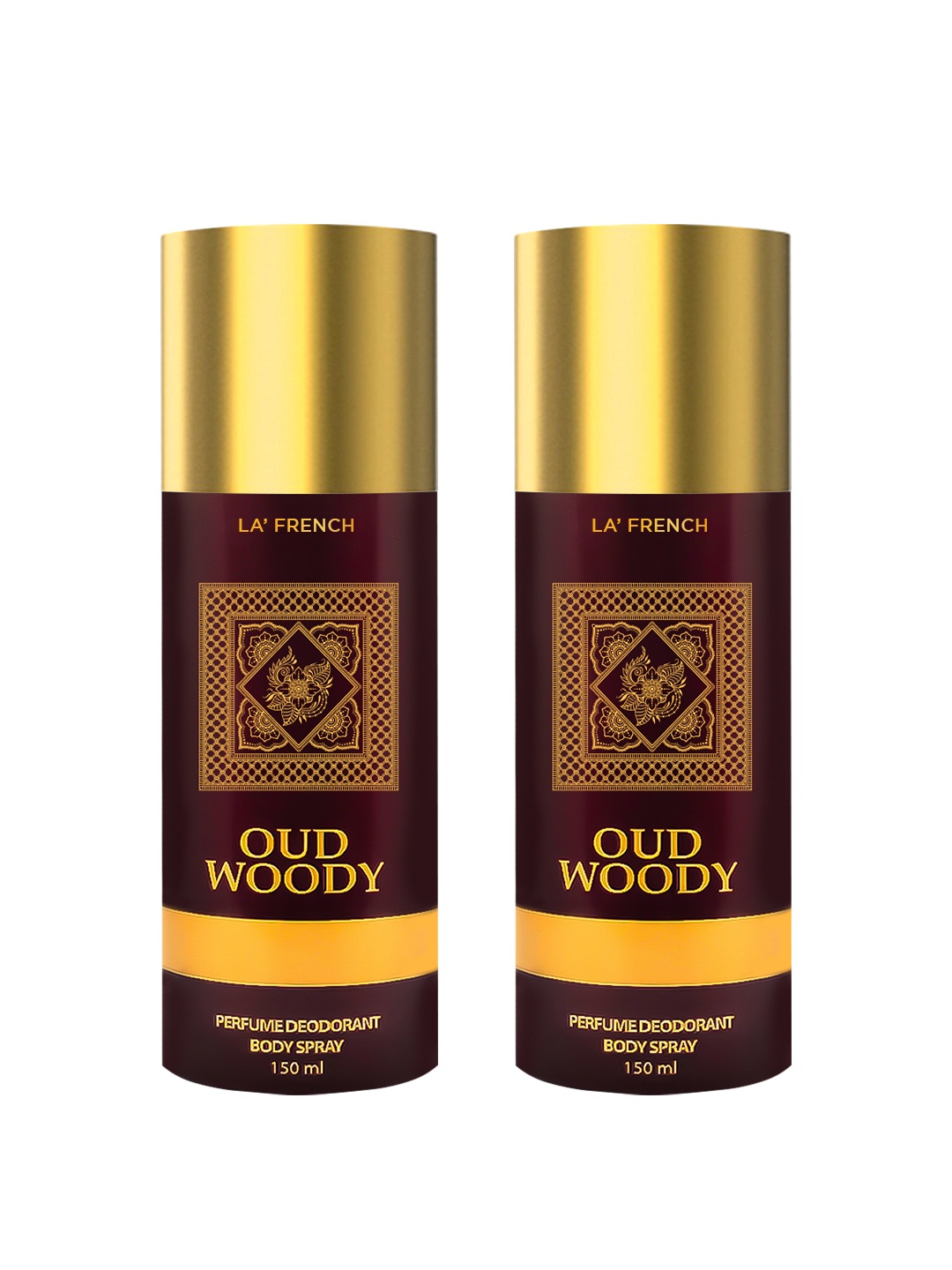 

La French Set Of 2 Oud Woody Perfumed Deodorant Body Spray - 150ml Each, Brown