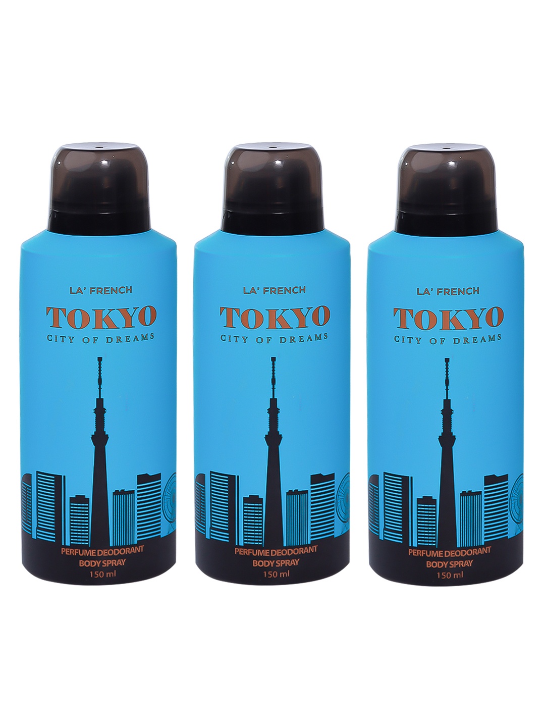 

La French Set Of 3 Tokyo City Of Dreams Perfumed Deodorant Body Spray - 150ml Each, Blue