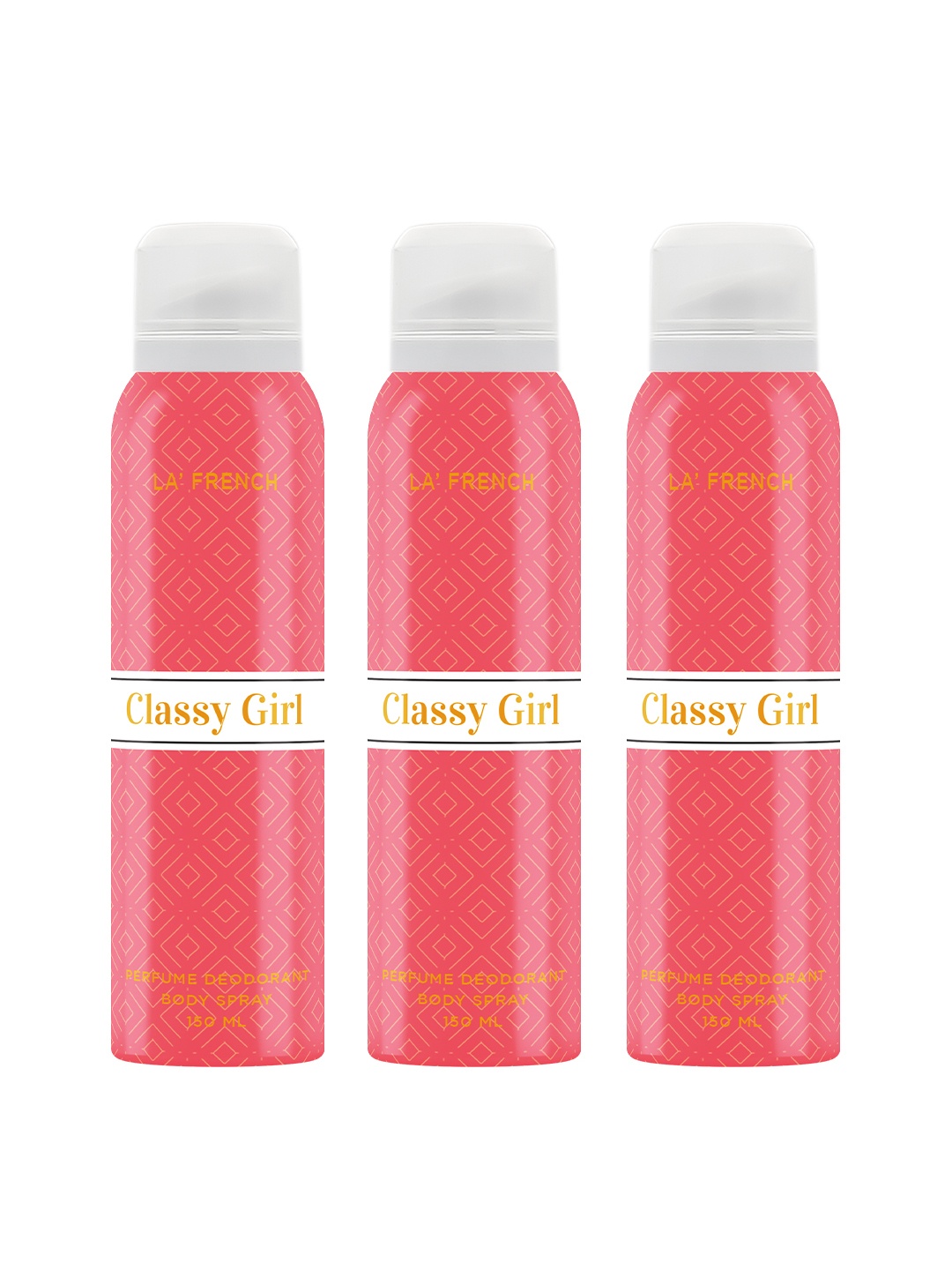 

La French Women Set Of 3 Classy Girl Perfumed Deodorant Body Spray - 150ml Each, Pink