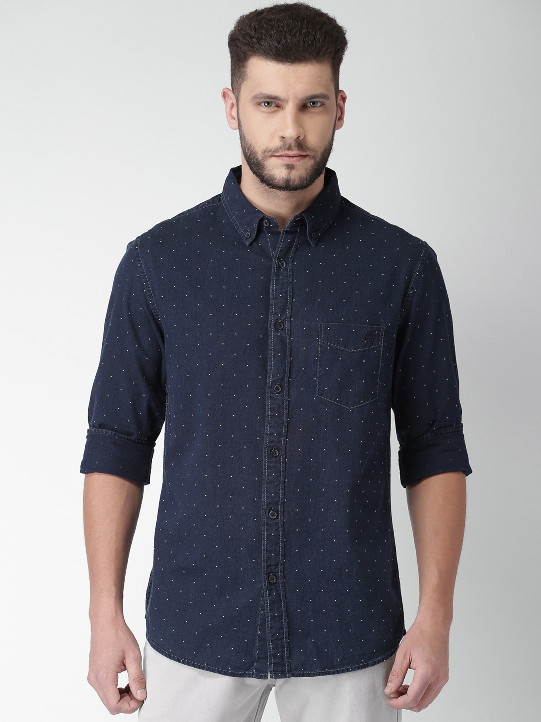 

Aeropostale Men Blue Regular Fit Printed Casual Shirt