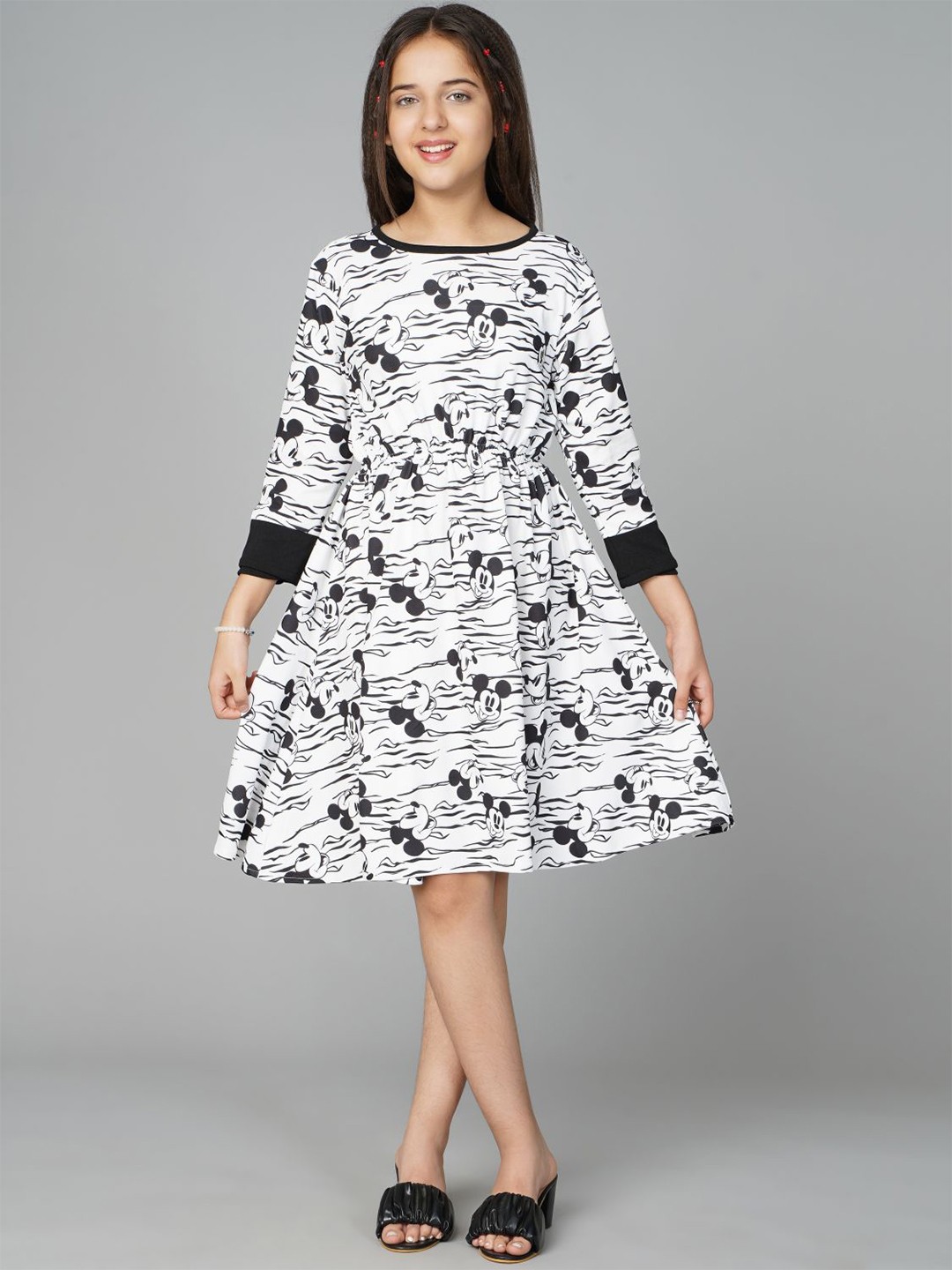 

BAESD Black Girls Mickey Mouse Printed A-Line Dress